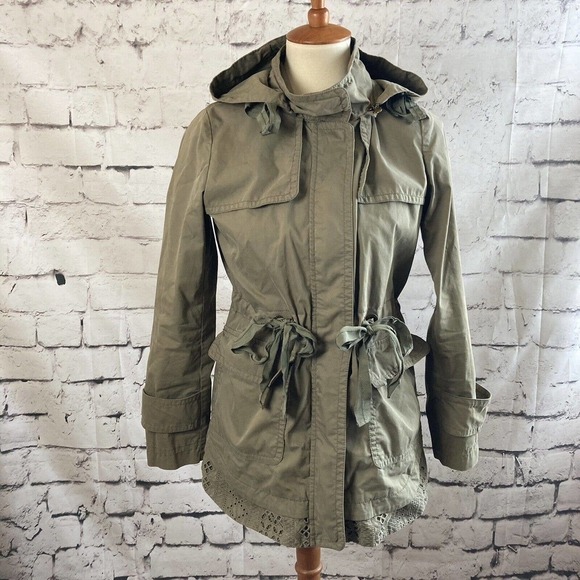 Tweenie Weenie Olive Green‎ Jacket Hooded Size Petite Small
